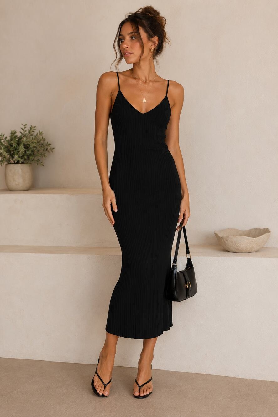 7 For All Mankind Black Easy Tank Dress Midi Womens S Beachy Casual Classic